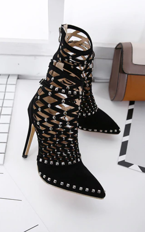 Cage Studded Ankle Boots