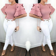 Beautiful Blush Blouse with Ruffle Sleeve