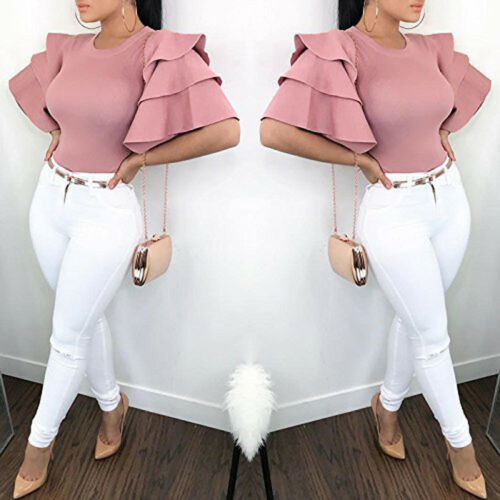 Beautiful Blush Blouse with Ruffle Sleeve