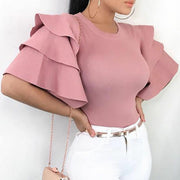 Beautiful Blush Blouse with Ruffle Sleeve