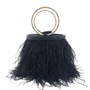 Luxury Ostrich Feathers Bucket Handbag