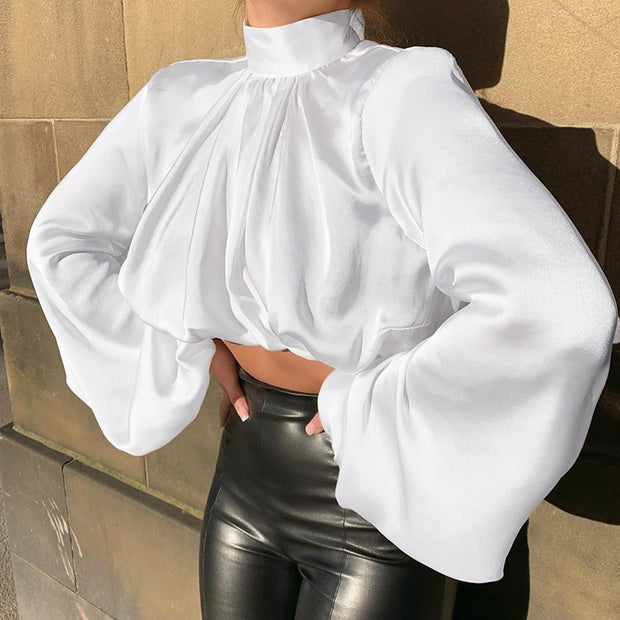 Satin T Neck Crop Top SOLD OUT