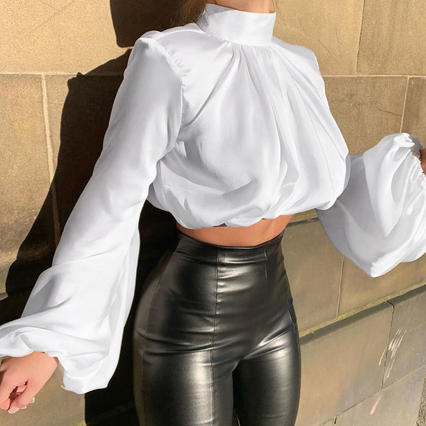 Satin T Neck Crop Top SOLD OUT