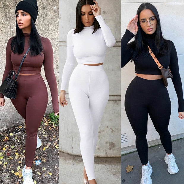 High Waist Crop Top Tracksuit