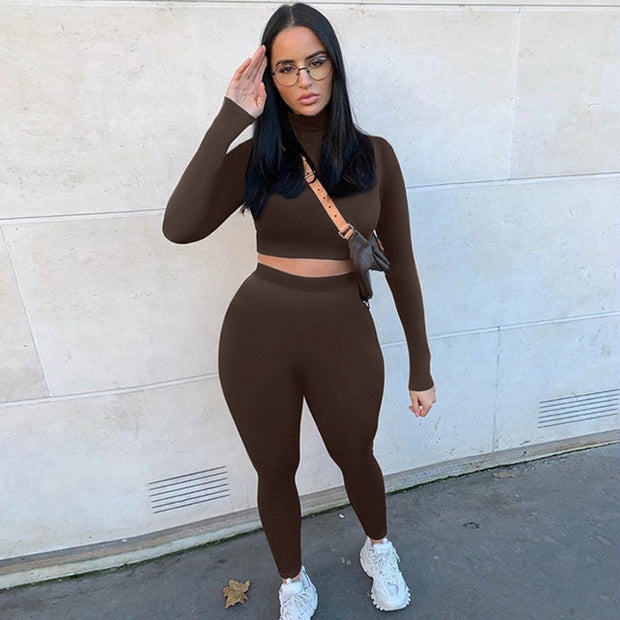 High Waist Crop Top Tracksuit