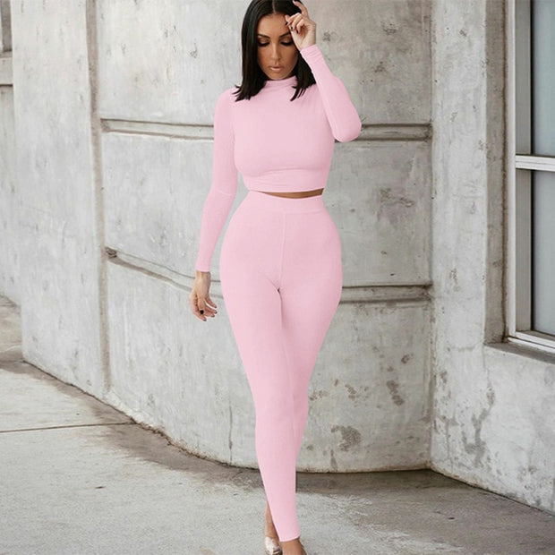 High Waist Crop Top Tracksuit