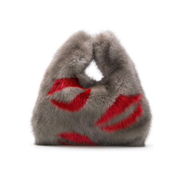 Real Mink Fur Small Handle Bag