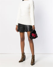 Real Mink Fur Small Handle Bag