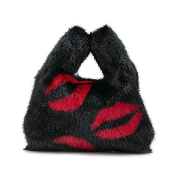 Real Mink Fur Small Handle Bag