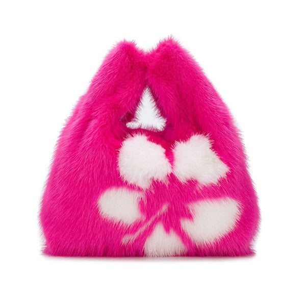 Real Mink Fur Small Handle Bag
