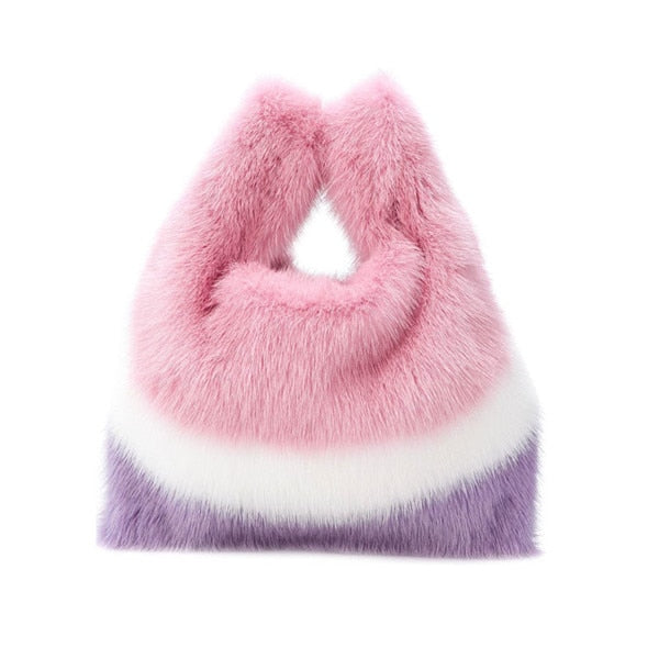 Real Mink Fur Small Handle Bag