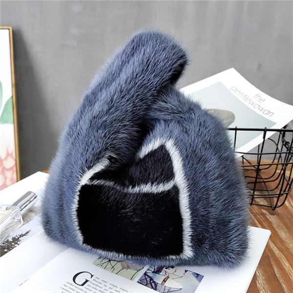 Real Mink Fur Small Handle Bag